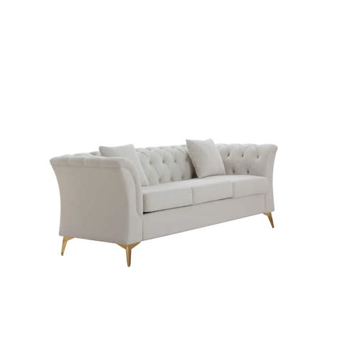 Elegant Chesterfield Design 3 Seat Bench Velvet Loveseat Modern Living