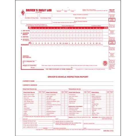 2 In 1 Drivers Daily Log Loose Leaf Form With Detailed Dvir And Recap 2 Usadrivesafe