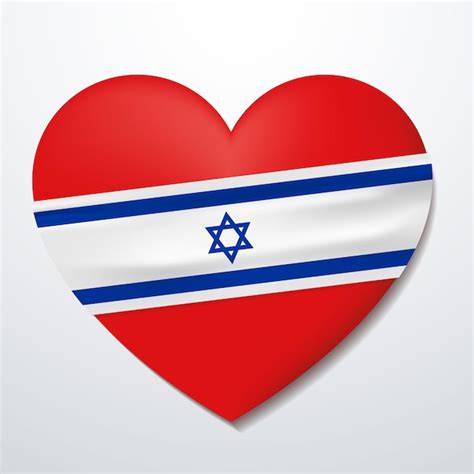 Corazón con la bandera de israel Vector Premium