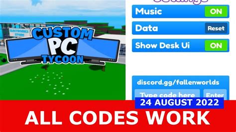 ALL CODES WORK PART 2 Custom PC Tycoon ROBLOX 24 AUGUST 2022