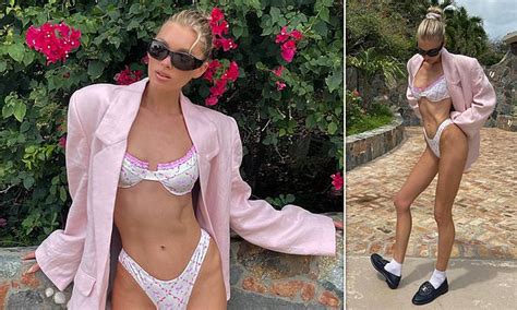 Elsa Hosk Flaunts Her Very Toned Figure In A Chic Bikini And Oversized