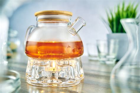 Чайник заварочный стеклянный с фильтром колбой и подогревом от свечи ...