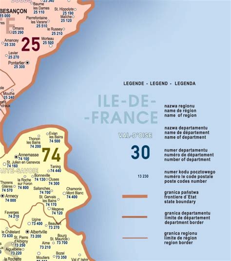 MAPA ŚCIENNA FRANCJI KODÓW POCZTOWYCH 1 1 300 000