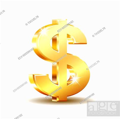 Golden Dollar Symbol Isolated On White Background Vector Illustration