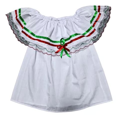 Blusa Tricolor De Olan Fiestas Patrias Para Ni A Adelita Meses Sin