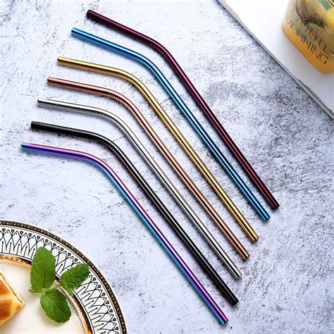 267 6mm 30oz Colorful Gold Straight Bent Reusable Eco Friendly Edible