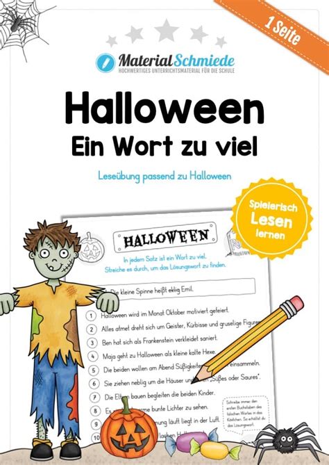 Leseübung zu Halloween Ein Wort zu viel