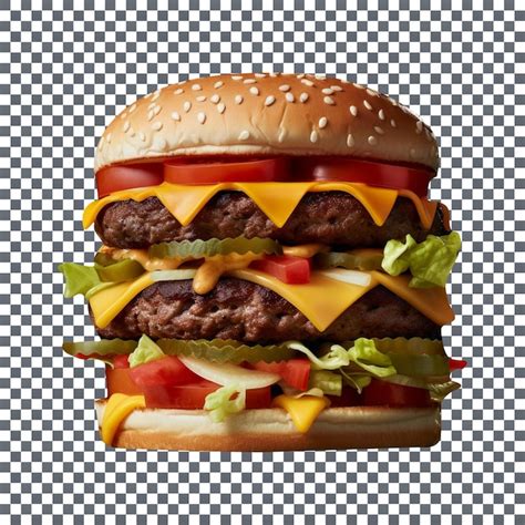 Premium Psd Tasty Double Burger Isolated On Transparent Background