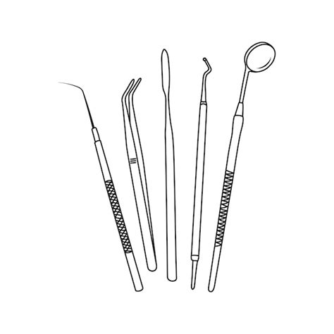 Premium Vector Dental Instruments Line Art Set Of Dental Tools Dental