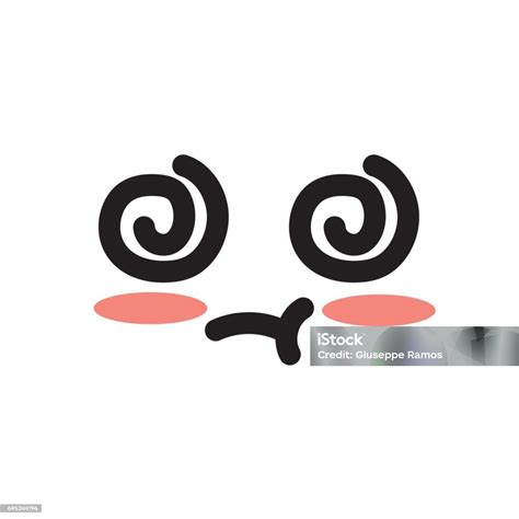 Cute Kawaii Beautiful Face Dizzy And Crazy Stock Illustration