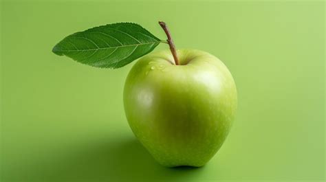 Premium Photo Green Apple With Green Leaf Isolated