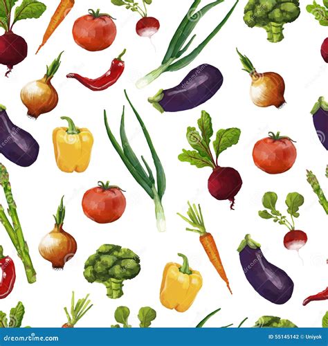 Modelo Inconsútil Con Las Verduras En Una Acuarela Ilustración del