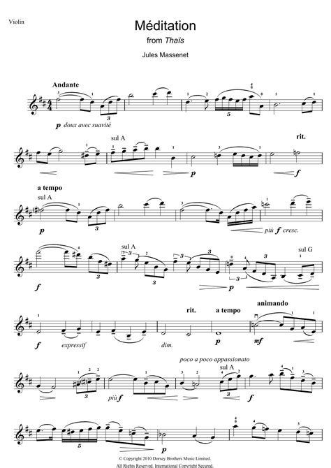 Meditation From Thais Par Jules Massenet Partitions Pour Violon Solo