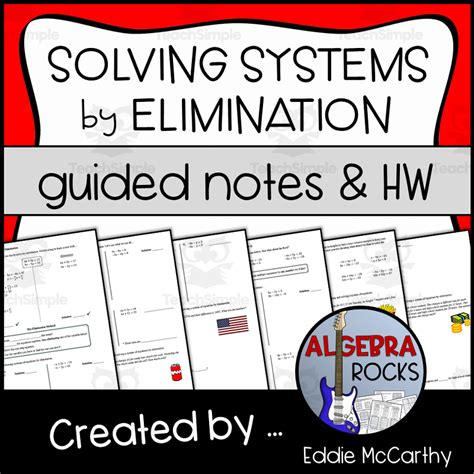 Solving Systems By Elimination Guided Notes Homework Set By Teach Simple