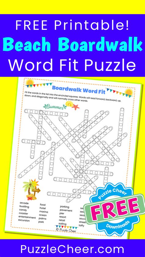 Beach Boardwalk Word Fit Puzzle Puzzle Cheer