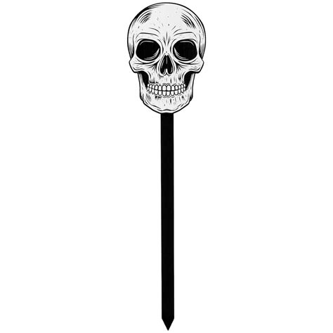 Skull Yard Stake White 34 In Outdoor Decoration For Halloween