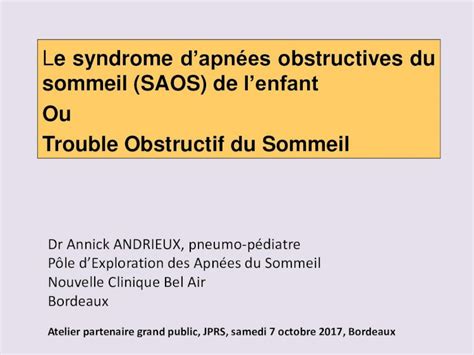 PDF Le syndrome dapnées obstructives du sommeil SAOS de l