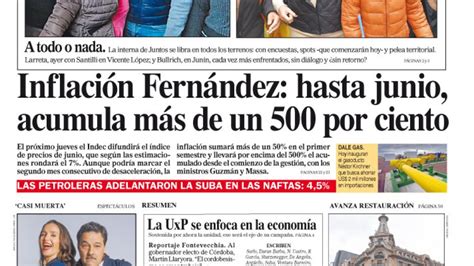 La Tapa Del Diario Perfil De Este Domingo 9 De Julio De 2023 Perfil