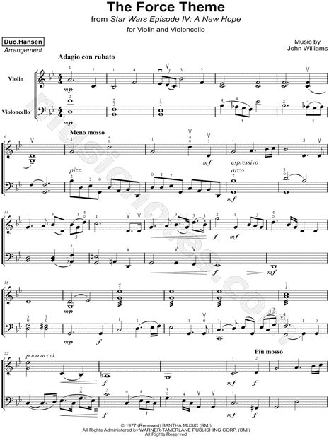 Duo.Hansen "The Force Theme" Sheet Music in G Minor - Download & Print ...