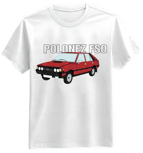 Koszulka Męska Polonez FSO Biała L PRL Fiat 125 126P Maluch Polonez