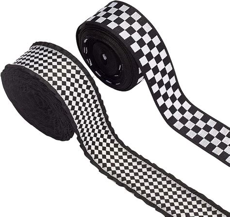 20 Yards 2 Style Black And White Check Ribbon Checkered Burlap Ribbons