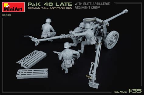 GERMAN 7 5CM ANTI TANK GUN PaK 40 Late W ELITE ARTILLERIE REGIMENT CREW