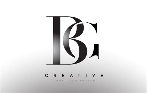 BG bg letter design logo logotype icon concept with serif font and ...