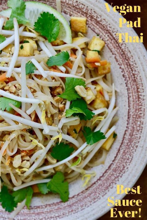 The Best Vegan Pad Thai With Crispy Tofu Rice Noodles Banh Pho Veggies Peanuts Cilantro