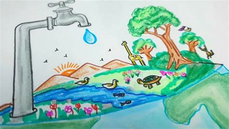 Water Week Drawing Easy Save Water Drawing World Water Day Drawing