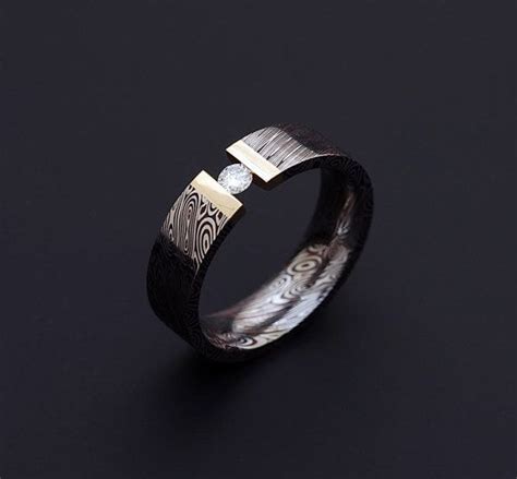 Genuine Stainless Damascus Steel With 18k Yellow Gold And Etsy