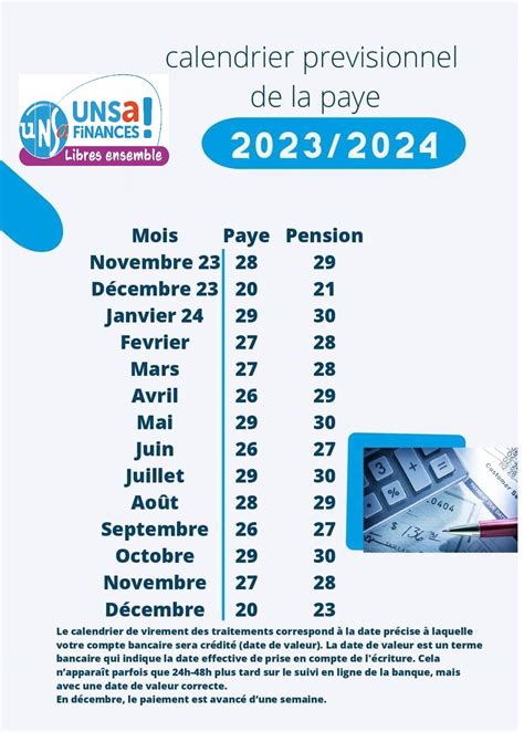 Calendrier De La Paie