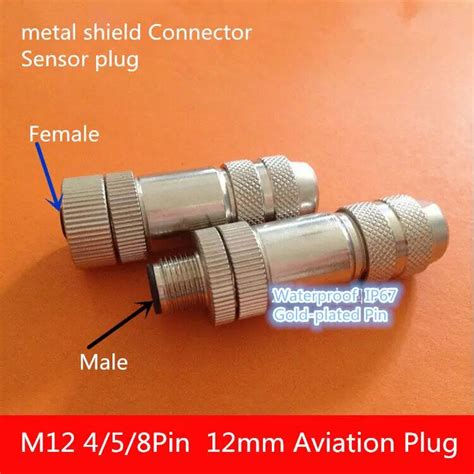 1PCS AP054 M12 4 5 8Pin 12mm Metal Shield Connector Sensor Plug