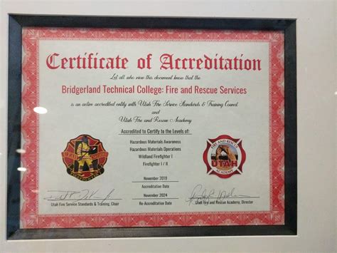 Fire And Rescue Services Accreditation Certificate At Btech