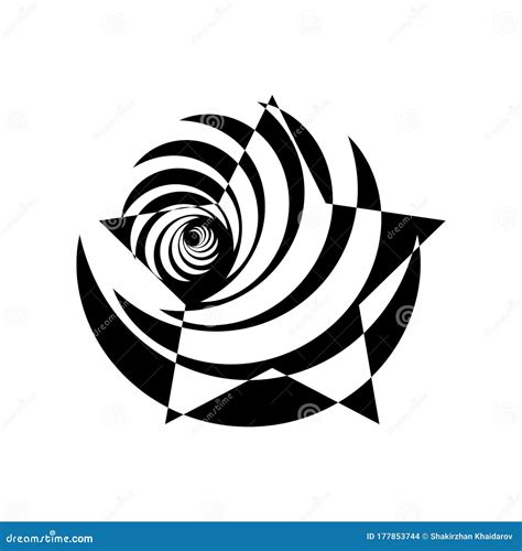 Star Spiral Plexus Abstract Shape Black And White Color Stock Vector