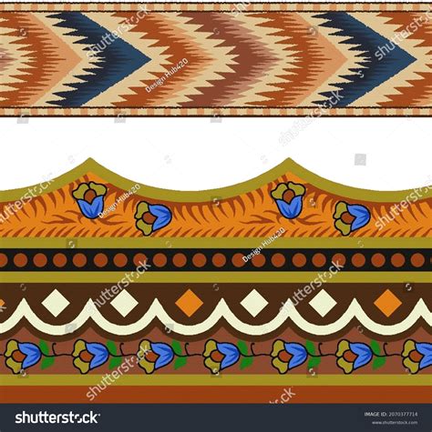 Hand Drawn Border Indian Boti Digital Stock Illustration