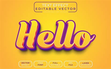 Premium Vector Hello 3d Text Effect Eps Vector File