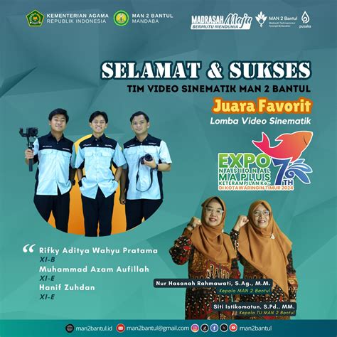 Tim Video Sinematik MAN 2 Bantul Raih Juara Favorit Di Expo Nasional MA