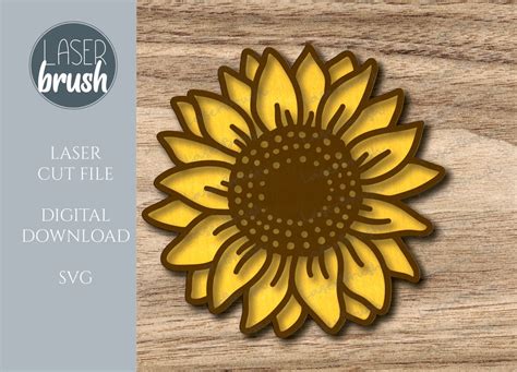 Sunflower Svg Sunflower Laser Cut File Multi Layer Sunflower Svg