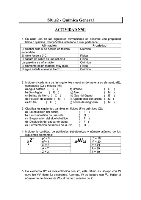 S01 Quimica tarea de química S01 Química General ACTIVIDAD N En