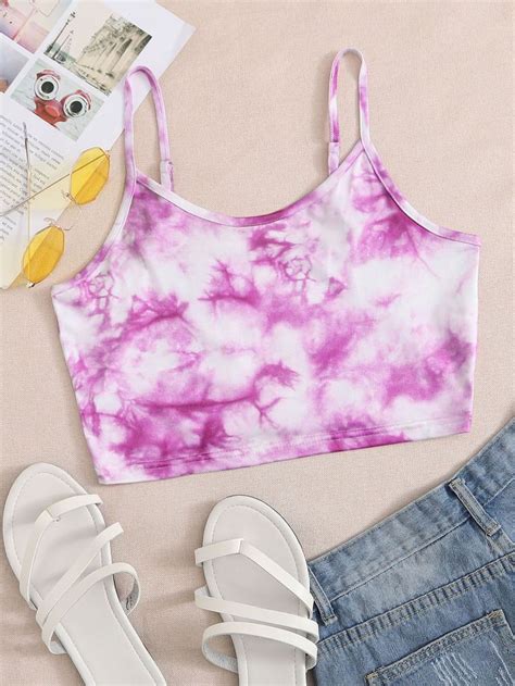 Tie Dye Crop Cami Top Shein Usa Cami Tops Cami Crop Top Cropped