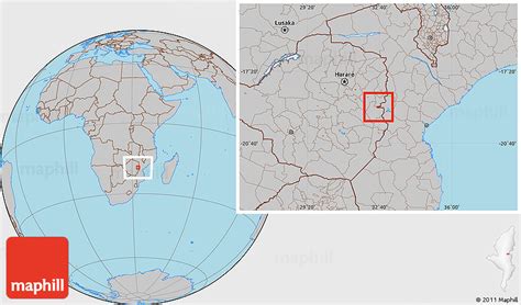 Gray Location Map of MUTARE Urban