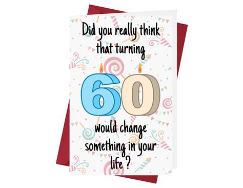 Funny 60th Birthday Card Printable 60th Birthday T For Men Or Women