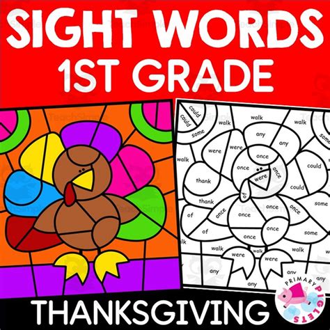 Thanksgiving Color By Code Sight Words Practice St Grade Coloring