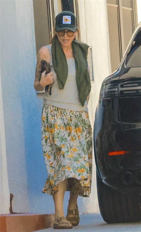 Katey Sagal In A Floral Skirt Leaves All Time Restaurant With Her