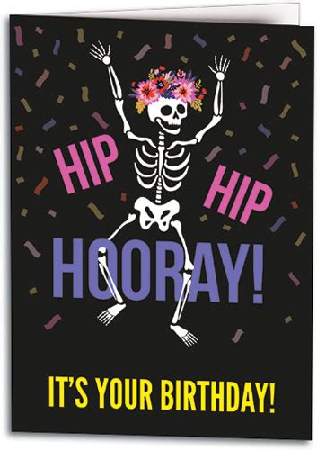 Hooray Skeleton Birthday Folding Card | SmartPractice Chiropractic