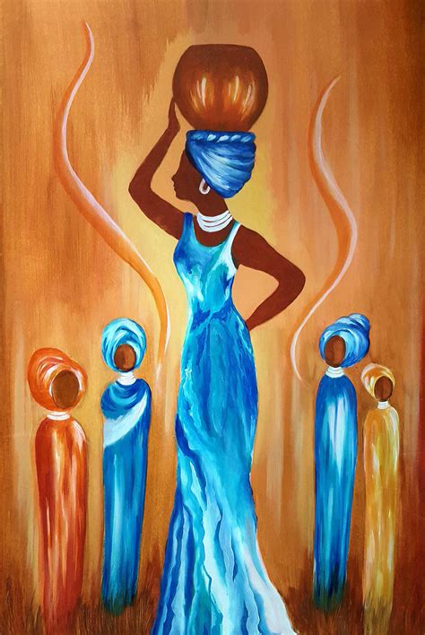 African Woman Original Oil Painting On Hardboard Available Directly