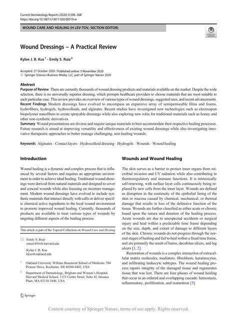 Wound Dressings A Practical Review