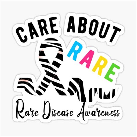 Rare Disease Day 2022 Zebra Care About Rare Rare Disease Awareness Sticker By Awesomedesigns0