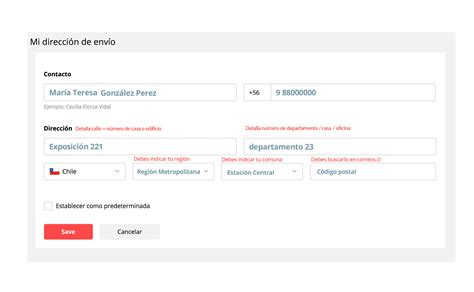 Registrar direcciones de envío - Correos
