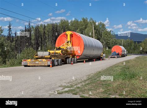 Wind Turbine Tower Sections Ge En Transport Tumbler Ridge Stock